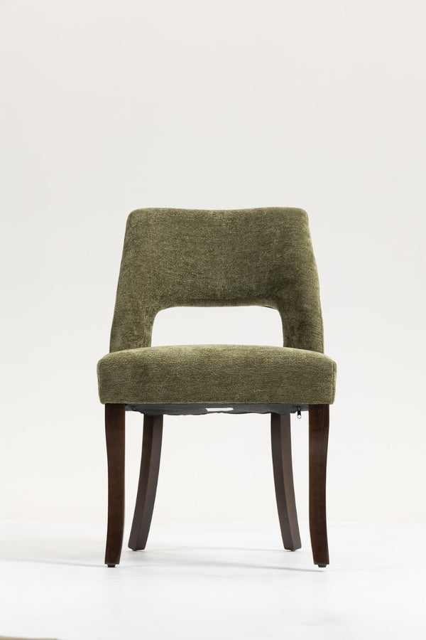 English Elm Dining Chair Set of 2 Tufted Chenille Upholstery Rubberwood Legs Elegant Club Style Green W3916P499988