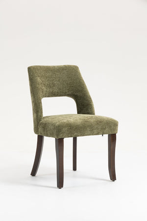 English Elm Dining Chair Set of 2 Tufted Chenille Upholstery Rubberwood Legs Elegant Club Style Green W3916P499988