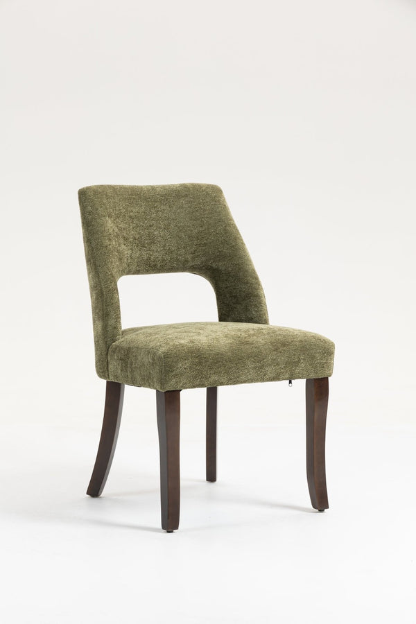 English Elm Dining Chair Set of 2 Tufted Chenille Upholstery Rubberwood Legs Elegant Club Style Green W3916P499988