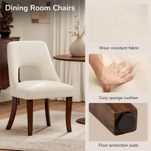 English Elm Dining Chair Set of 2 Tufted Chenille Upholstery Rubberwood Legs Elegant Club Style Beige W3916P499990