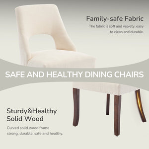 English Elm Dining Chair Set of 2 Tufted Chenille Upholstery Rubberwood Legs Elegant Club Style Beige W3916P499990