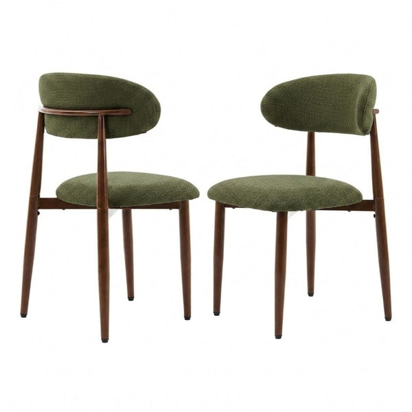 English Elm Dining Chairs Set of 2 Linen Upholstered Metal Frame Ergonomic Modern Kitchen Seating Green W3916P516678