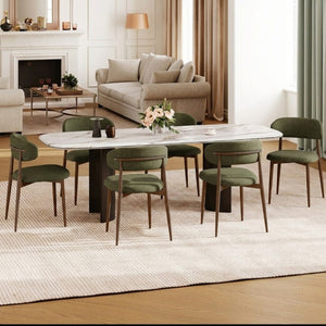 English Elm Dining Chairs Set of 2 Linen Upholstered Metal Frame Ergonomic Modern Kitchen Seating Green W3916P516678