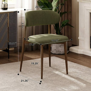 English Elm Dining Chairs Set of 2 Linen Upholstered Metal Frame Ergonomic Modern Kitchen Seating Green W3916P516678