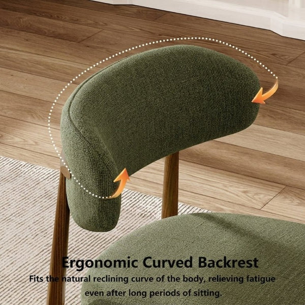 English Elm Dining Chairs Set of 2 Linen Upholstered Metal Frame Ergonomic Modern Kitchen Seating Green W3916P516678