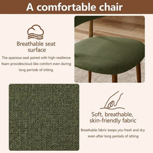 English Elm Dining Chairs Set of 2 Linen Upholstered Metal Frame Ergonomic Modern Kitchen Seating Green W3916P516678