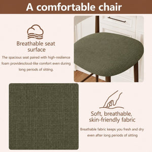 English Elm Counter Height Linen Upholstered Barstools Set of 2 with Tapered Steel Legs for Islands Green W3916P516679