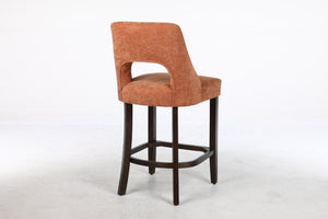 English Elm Bar Stools Set of 2 Wingback Upholstered Counter Height Seats with Wood Legs Orange W3916P523018