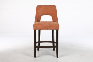 English Elm Bar Stools Set of 2 Wingback Upholstered Counter Height Seats with Wood Legs Orange W3916P523018