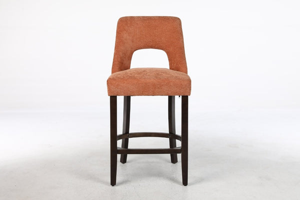 English Elm Bar Stools Set of 2 Wingback Upholstered Counter Height Seats with Wood Legs Orange W3916P523018