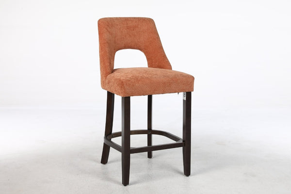 English Elm Bar Stools Set of 2 Wingback Upholstered Counter Height Seats with Wood Legs Orange W3916P523018