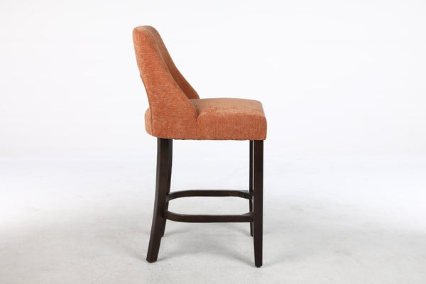 English Elm Bar Stools Set of 2 Wingback Upholstered Counter Height Seats with Wood Legs Orange W3916P523018