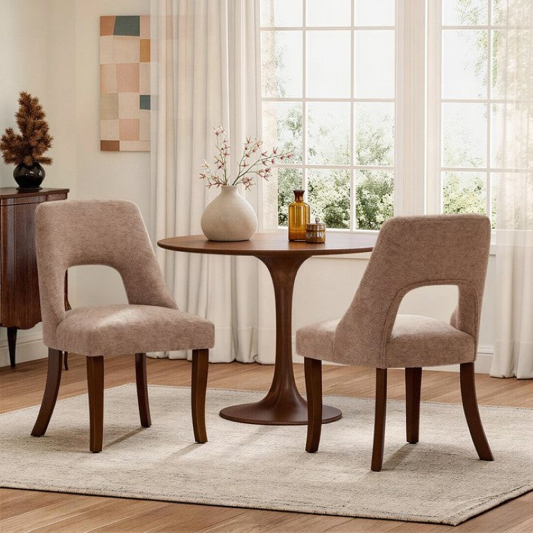 English Elm Dining Chair Set of 2 Tufted Chenille Upholstery with Rubberwood Legs for Kitchen W3916P552430