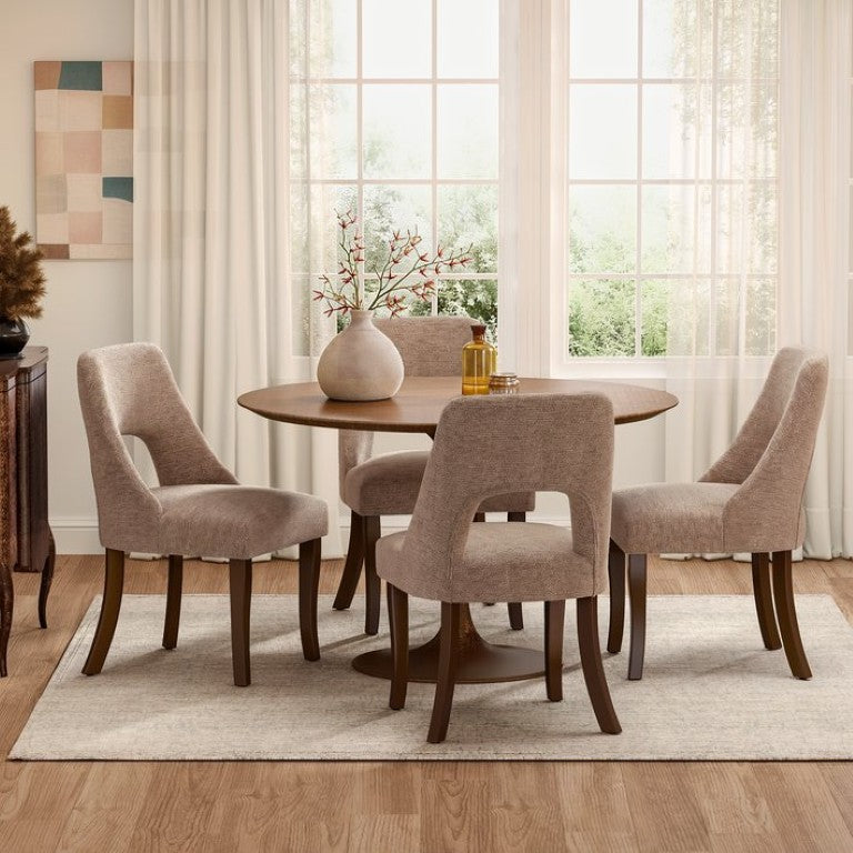 English Elm Dining Chair Set of 2 Tufted Chenille Upholstery with Rubberwood Legs for Kitchen W3916P552430