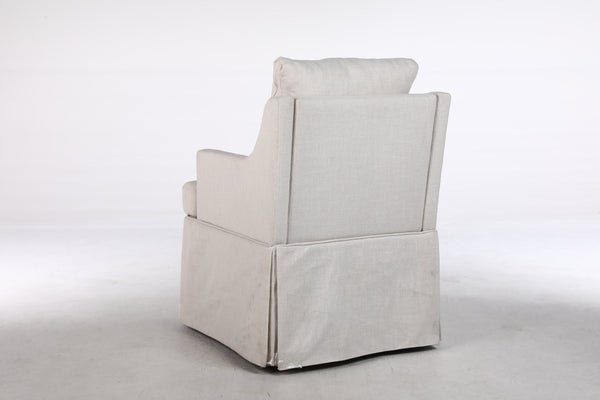 English Elm Upholstered Linen Armchair with Casters Modern High Back Rolling Seat for Dining Living Room Beige W3916P552438