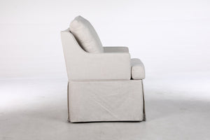 English Elm Upholstered Linen Armchair with Casters Modern High Back Rolling Seat for Dining Living Room Beige W3916P552438