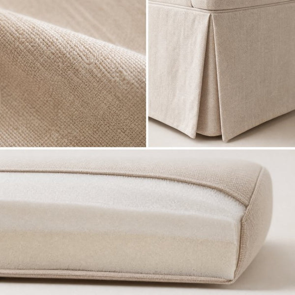 English Elm Upholstered Linen Armchair with Casters Modern High Back Rolling Seat for Dining Living Room Beige W3916P552438