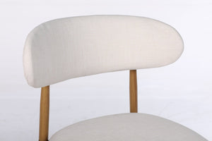 English Elm Counter Height Linen Barstools Set of 4 Mid Century Steel Legs Kitchen Island Seating Beige - B W3916S00002