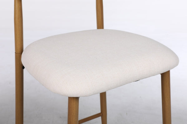 English Elm Counter Height Linen Barstools Set of 4 Mid Century Steel Legs Kitchen Island Seating Beige - B W3916S00002