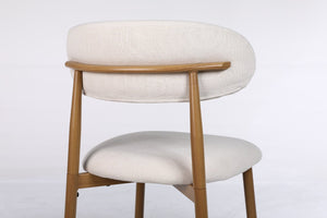 English Elm Counter Height Linen Barstools Set of 4 Mid Century Steel Legs Kitchen Island Seating Beige - B W3916S00002