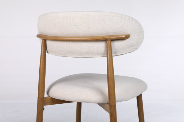 English Elm Counter Height Linen Barstools Set of 4 Mid Century Steel Legs Kitchen Island Seating Beige - B W3916S00002
