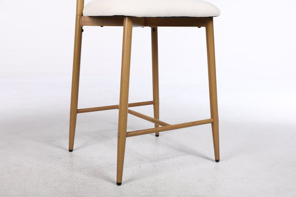 English Elm Counter Height Linen Barstools Set of 4 Mid Century Steel Legs Kitchen Island Seating Beige - B W3916S00002