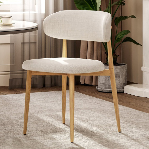 English Elm Dining Chairs Set of 4 Upholstered Farmhouse Industrial Metal Frame for Kitchen W3916S00004