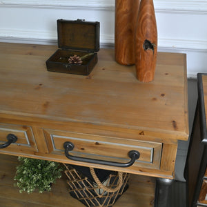 English Elm 48.03" Solid Wood Console Table with 3 Drawers Open Shelf Industrial Rustic Entryway W3933P484799