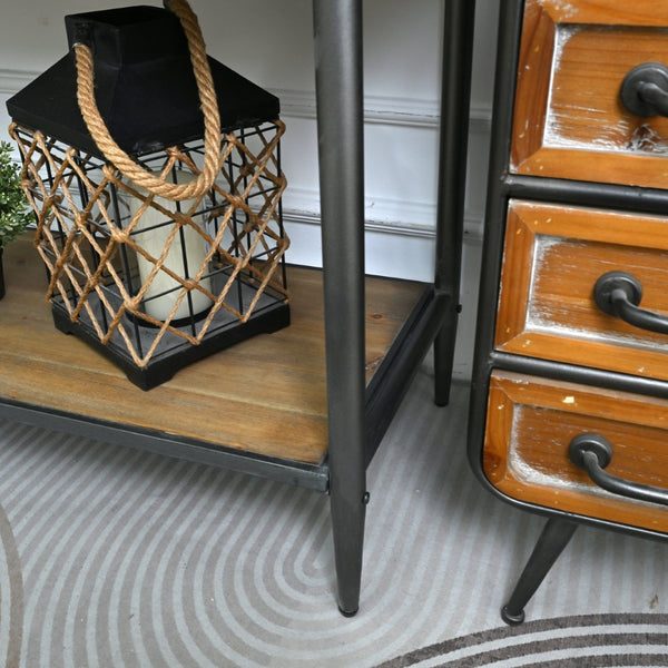 English Elm 48.03" Solid Wood Console Table with 3 Drawers Open Shelf Industrial Rustic Entryway W3933P484799