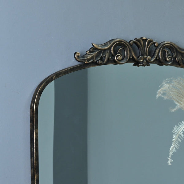 English Elm 35.43"wx29.13"l Baroque Arched Metal Wall Mirror Ornate Bronze Scrollwork Entryway Decor W3933P484940