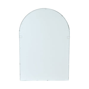 English Elm 31.89"w Arched Paned Metal Wall Mirror Distressed White Handcrafted European Style W3933P484953