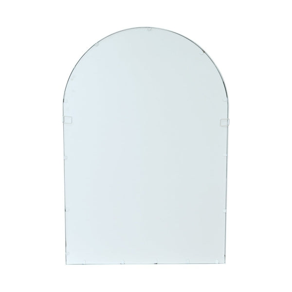 English Elm 31.89"w Arched Paned Metal Wall Mirror Distressed White Handcrafted European Style W3933P484953