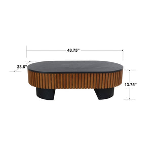 English Elm 43.7" Fluted Oval Lift-top Coffee Table with Hidden Storage Walnut Mdf Living Room W3935P408524