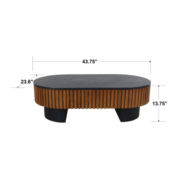 English Elm 43.7" Fluted Oval Lift-top Coffee Table with Hidden Storage Walnut Mdf Living Room W3935P408524