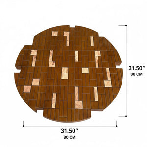 English Elm 31.5'' Round Mosaic Wood Veneer Coffee Table Handcrafted Petal Inlay Boho Living Room W3935P517472