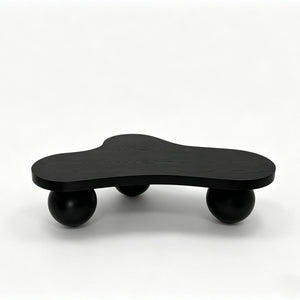 English Elm 46'' Ash Veneer Cloud Shape Coffee Table Sculptural Ball Legs Low Profile Modern Accent W3935S00009