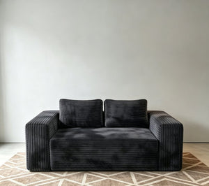 English Elm Cloud Loveseat Memory Foam Corduroy Sofa Deep Sink Boneless Seat for Small Spaces Gray W3955P492113