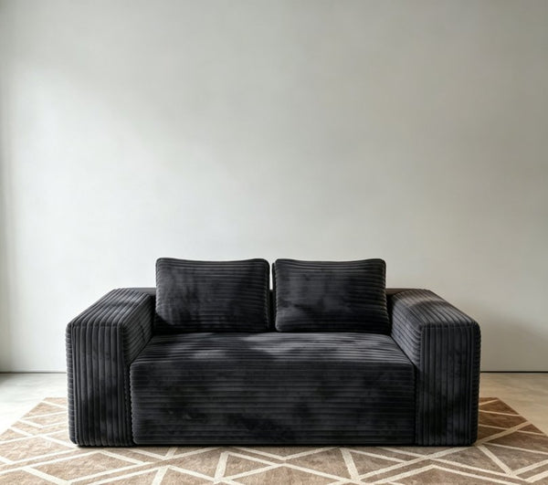 English Elm Cloud Loveseat Memory Foam Corduroy Sofa Deep Sink Boneless Seat for Small Spaces Gray W3955P492113