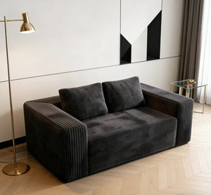 English Elm Cloud Loveseat Memory Foam Corduroy Sofa Deep Sink Boneless Seat for Small Spaces Gray W3955P492113