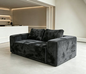 English Elm Cloud Loveseat Memory Foam Corduroy Sofa Deep Sink Boneless Seat for Small Spaces Gray W3955P492113