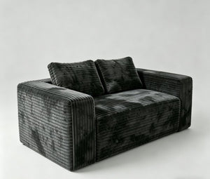 English Elm Cloud Loveseat Memory Foam Corduroy Sofa Deep Sink Boneless Seat for Small Spaces Gray W3955P492113