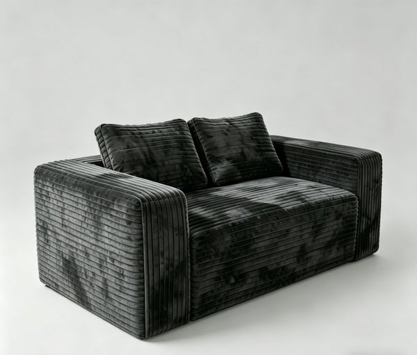 English Elm Cloud Loveseat Memory Foam Corduroy Sofa Deep Sink Boneless Seat for Small Spaces Gray W3955P492113