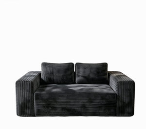 English Elm Cloud Loveseat Memory Foam Corduroy Sofa Deep Sink Boneless Seat for Small Spaces Gray W3955P492113