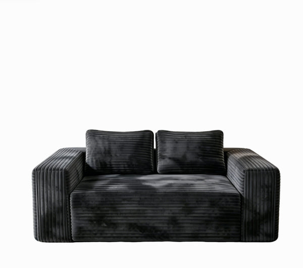 English Elm Cloud Loveseat Memory Foam Corduroy Sofa Deep Sink Boneless Seat for Small Spaces Gray W3955P492113