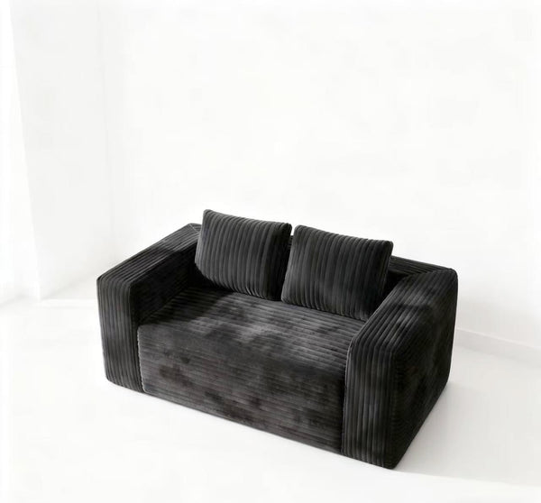 English Elm Cloud Loveseat Memory Foam Corduroy Sofa Deep Sink Boneless Seat for Small Spaces Gray W3955P492113