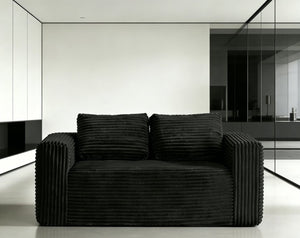 English Elm Cloud Loveseat Memory Foam Corduroy Sofa Deep Sink Boneless Seat for Small Spaces Black W3955P492114