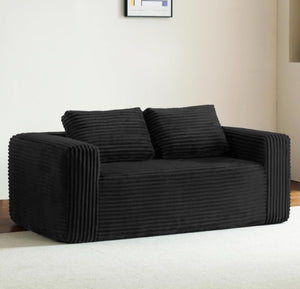 English Elm Cloud Loveseat Memory Foam Corduroy Sofa Deep Sink Boneless Seat for Small Spaces Black W3955P492114
