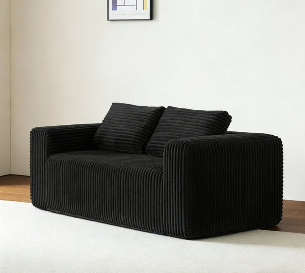 English Elm Cloud Loveseat Memory Foam Corduroy Sofa Deep Sink Boneless Seat for Small Spaces Black W3955P492114