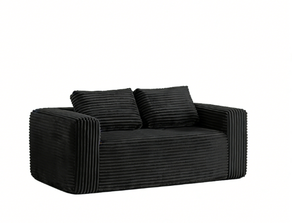 English Elm Cloud Loveseat Memory Foam Corduroy Sofa Deep Sink Boneless Seat for Small Spaces Black W3955P492114
