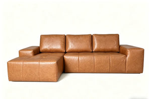 English Elm Boneless Faux Leather Cloud Sectional Deep Seat L Shaped Sofa for Modern Living W3955S00019